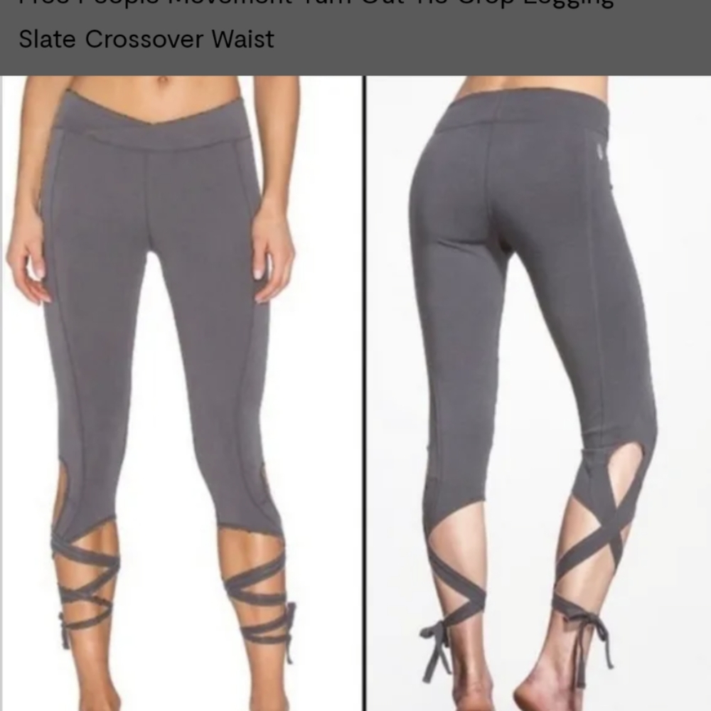 Free People Movement Turn Out tie crop legging slate crossover waist M